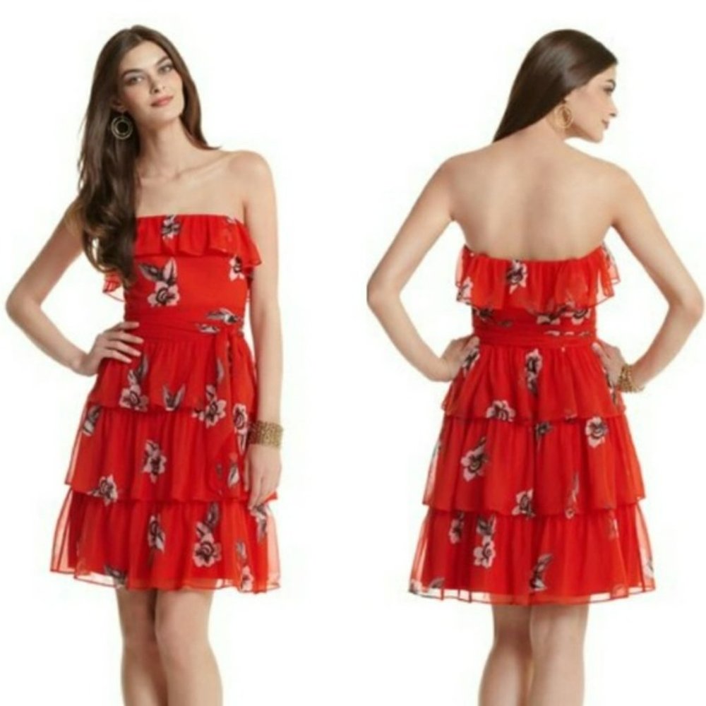 Strapless Sunset Sundress, White House Black Market, sz 12, w/ removable straps